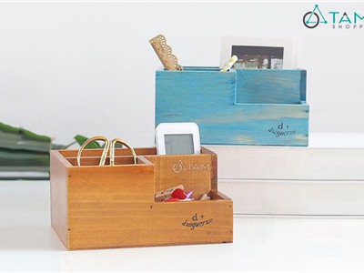 Hộp gỗ để bàn cắm bút số 05